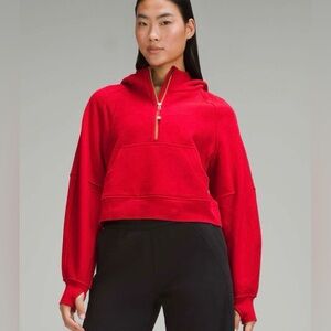 lululemon athletica Red Half-Zip Hooded Pullover